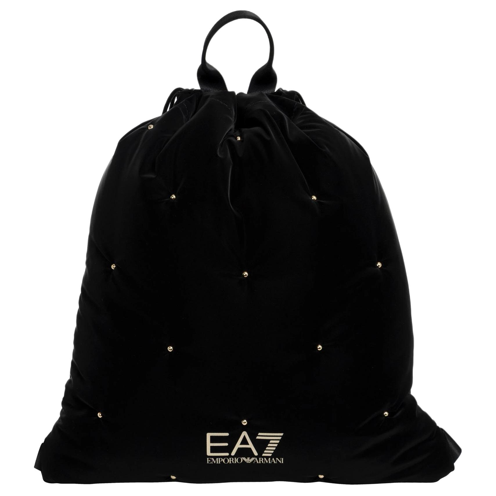 Emporio Armani Logo Drawstring Design Fabric Backpack Unisex Backpacks Black 2895963F90900-020 Basic Set (Bag+Dust Bag)