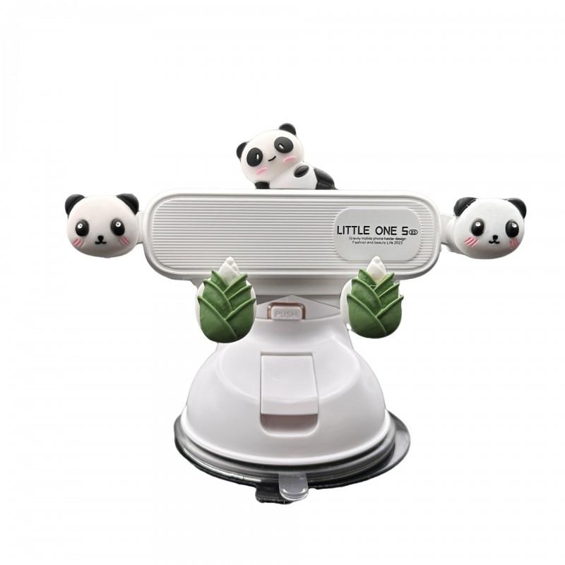 3D Panda Figurine Phone Holder Car Dashboard With Suction Cup Mount Cute Cartoon Bear Stand Navigation Mobile Use