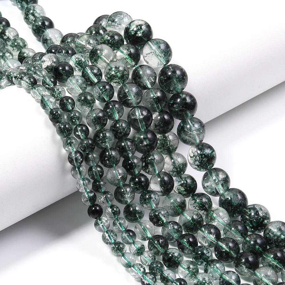 6 8 10 12mm Natural Stone Beads Green Ghost Crystal Round Loose Spacer Beads For Jewelry Making DIY Necklace Bracelets Supplies