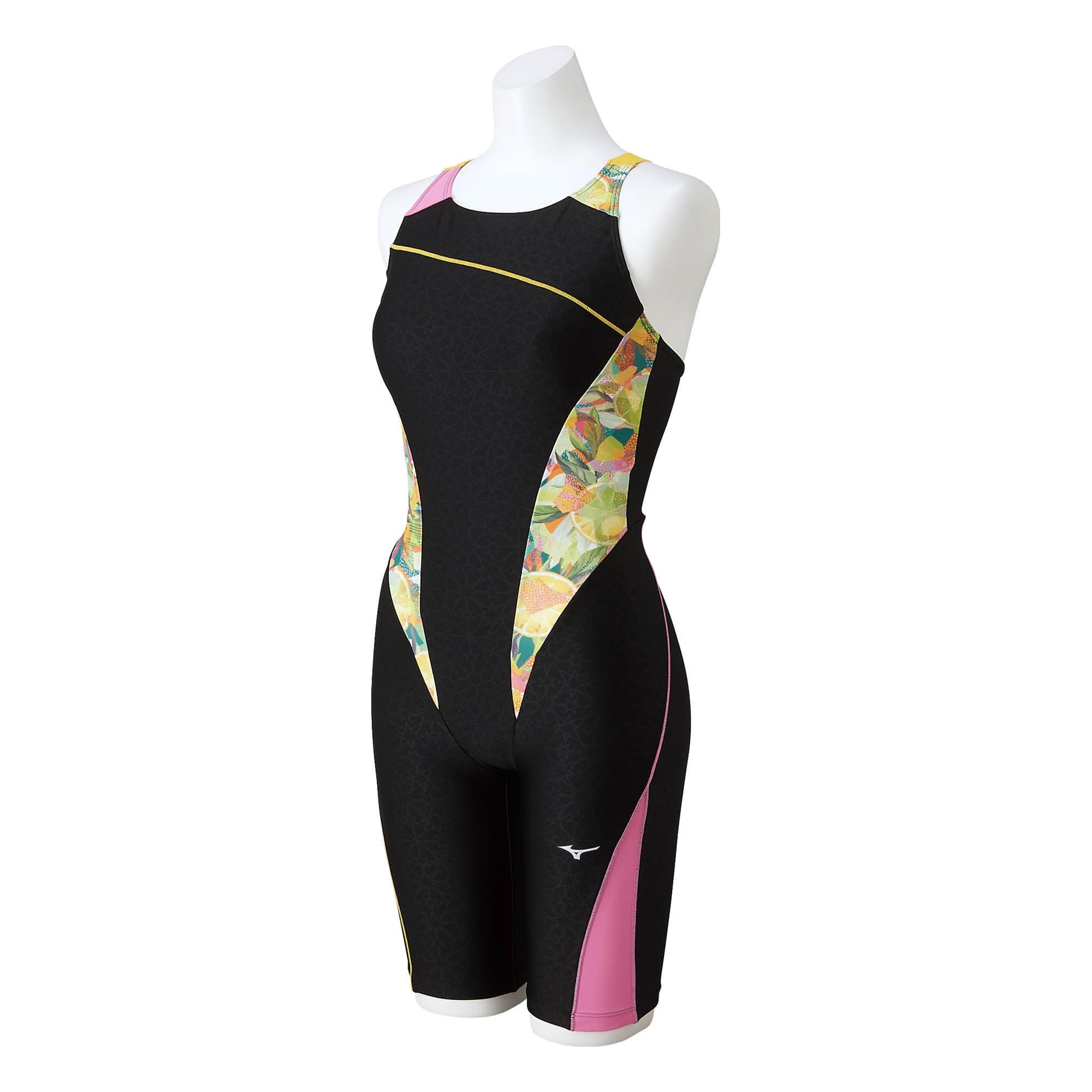 

Mizuno Stroke One Swimsuit with Cups and Comfortable Size N2JGA803 Women s All-in-One (Peace Back) Sewn-in Straps, 0, Black/Yellow,