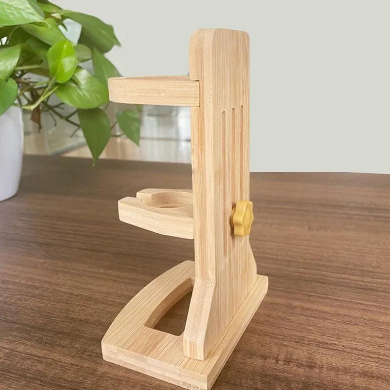 Adjustable Bamboo Small Pets Water Drinking Bottle Holder Feeding Bottles Stand Auto Dispenser Holder Guinea Pigs Chinchillas