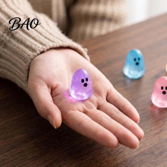 Halloween Gift Ideas for Kids Glow in The Dark Ghost Figurines, Cute Resin Bead Set Fun Festive Desk Accessories Decoration, Mini Colorful Tiny Statue