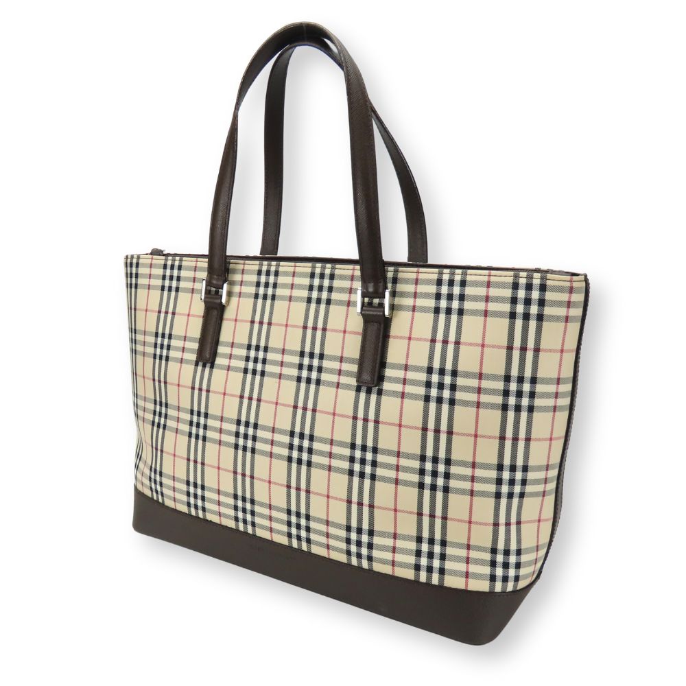 Used BURBERRY Tote Bag Canvas/leather Beige Brown Nova Check