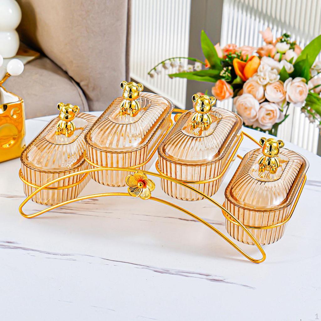 Dried Bowl Storage Breakfast Trays 4 Compartments Snack Holder for Home