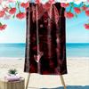 Fierce Warrior's Crimson Aura Print Beach Towel, Quick Drying, Suitable for Travel, Outdoor Sports, Jogging, the Beach and Swimming, Gift