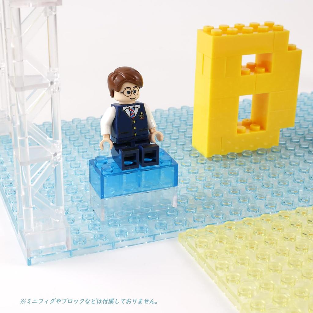 INIBUD Klare Grundplatten-Bauplatte, Klassisch Kompatibel, Doppelseitig, 16x32 Noppen, Transparent, 4 Farben