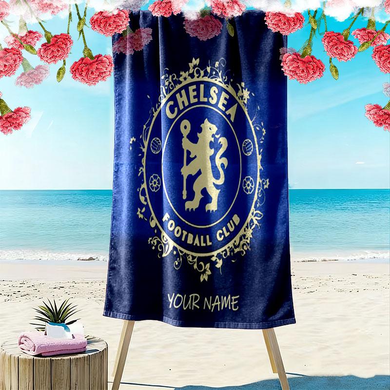 Custom Chelsea F.C Print Beach Towel, Large Soft Quick Dry Towel for Beach Camping Swimming