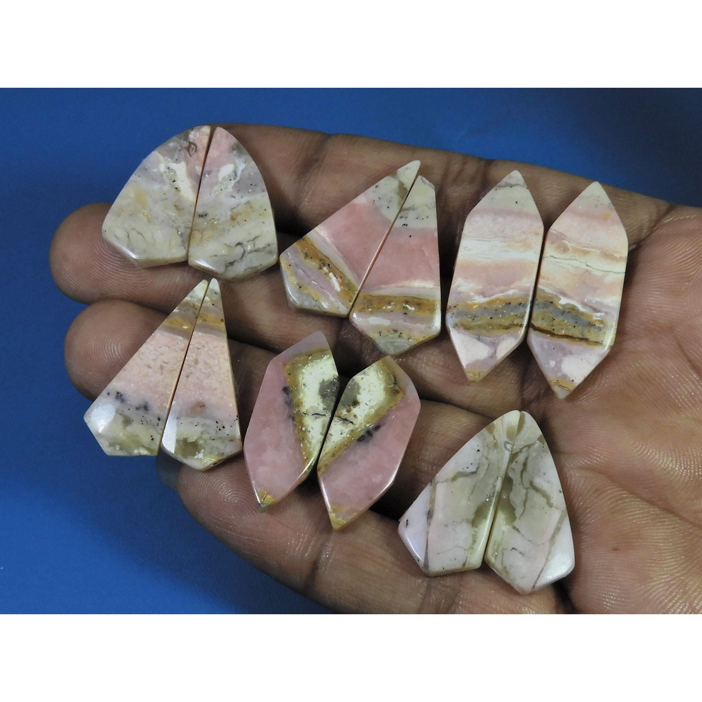 110Cts.Natural Pink Opal Matched Pair Cabochon Loose Gemstone 06 Pair Lot C-2409