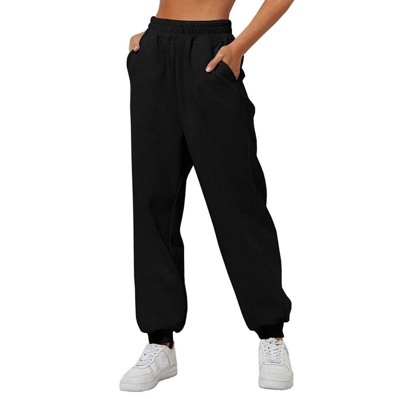 Women Loose Casual Sweatpants High Waist Solid Color Jogging Pants