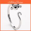 Color Cute Silver Cat Shape Open Ring For Women Lovely Animal Adjustable Rings Jewelry Birthday Gift