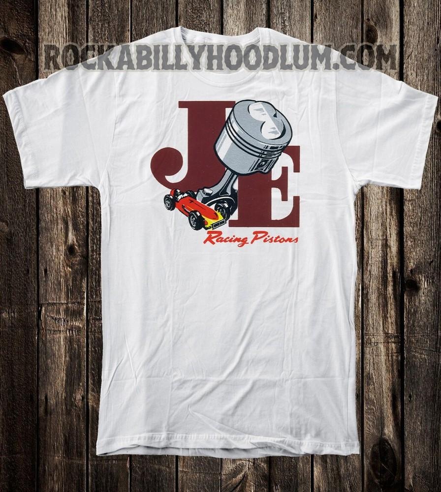 

Retro Hot Rod Tee T Shirt Drag Race Racing Speed Shop JE Racing Pistons XL