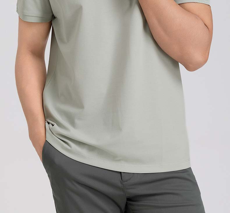 [Skin friendly and elastic] Langdeng men's round neck T-shirt summer long staple cotton short sleeved top breathable sports base shirt