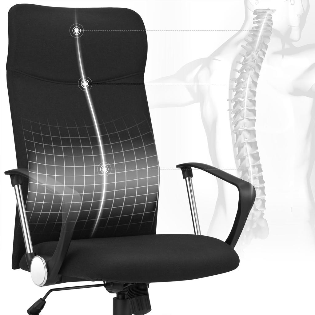 SONGMICS OBN034B01 Office Chair Ergonomic Swivel Chair Padded Seat Fabric Cover Adjustable and Tiltable Up To 120 Kg Load Capacity Black