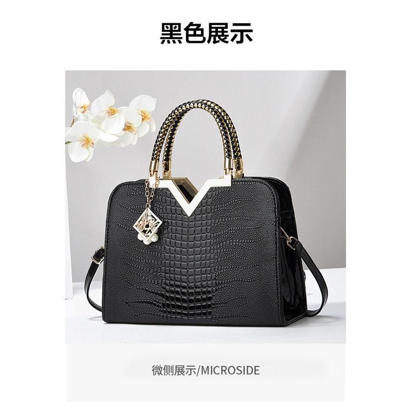 Women’s Large Capacity Crocodile Pattern Top Handle Bag, Light Luxury High-End All-Match Shoulder Crossbody Fashion Purse