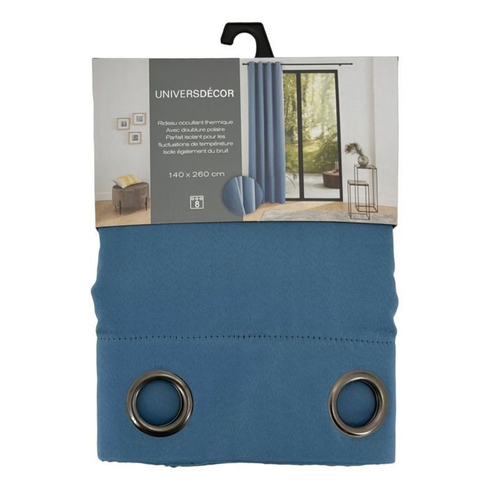 Lot de 2 rideaux occultant phonique et thermique doublé polaire "Arctique" Bleuet