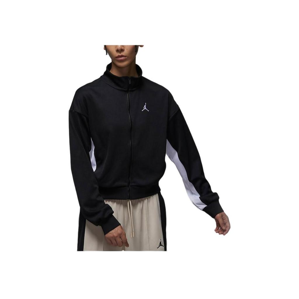 Jordan Color Block Design Stand Collar Sports Casual Jacket Women jackets Black FV7105010