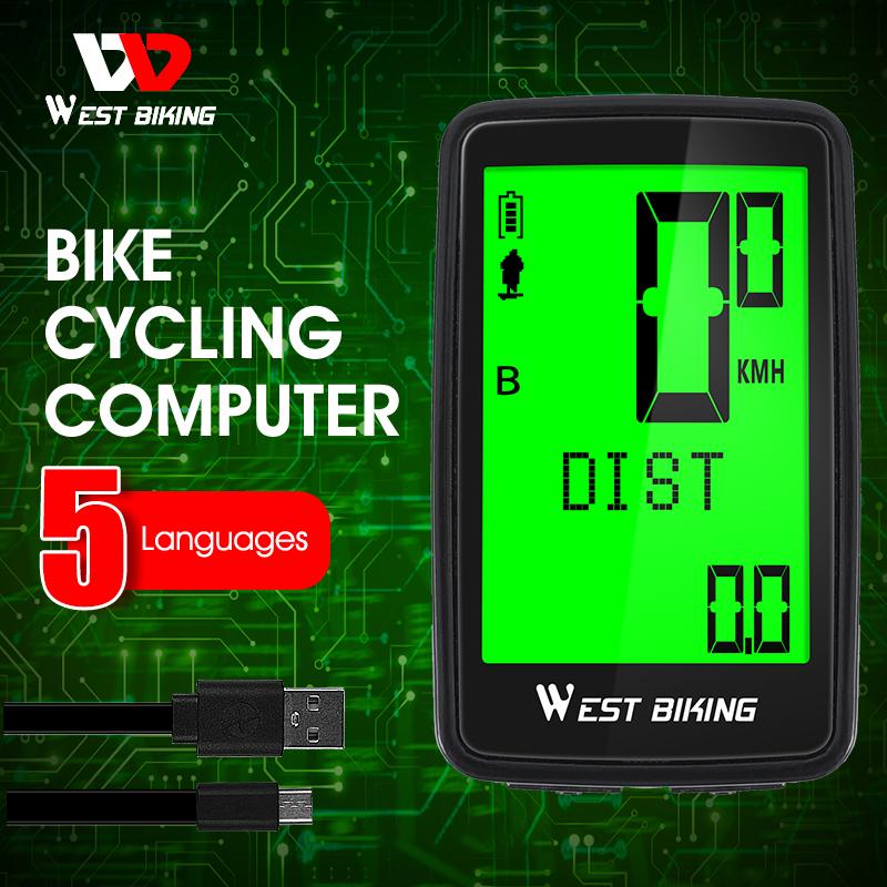 WEST BIKING Fahrradcomputer Bildschirm-Berührbar Stoppuhr Digitaler Kilometerzähler Fahrradcomputer Kabellos Heimtrainer Computer