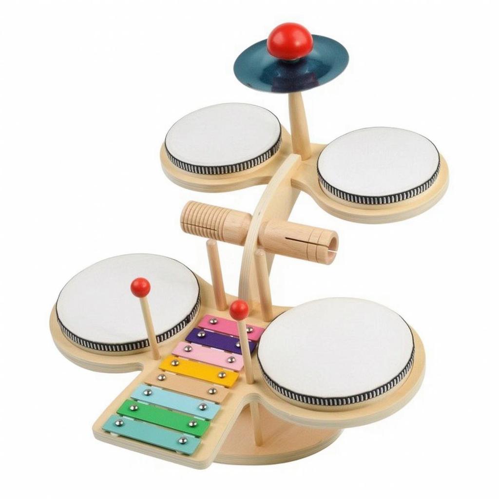 Εκπαιδευτικό Τραπέζι Κρουστών με Ξυλόφωνο Σετ Ντραμς με Καθοδήγηση Παιδιού
