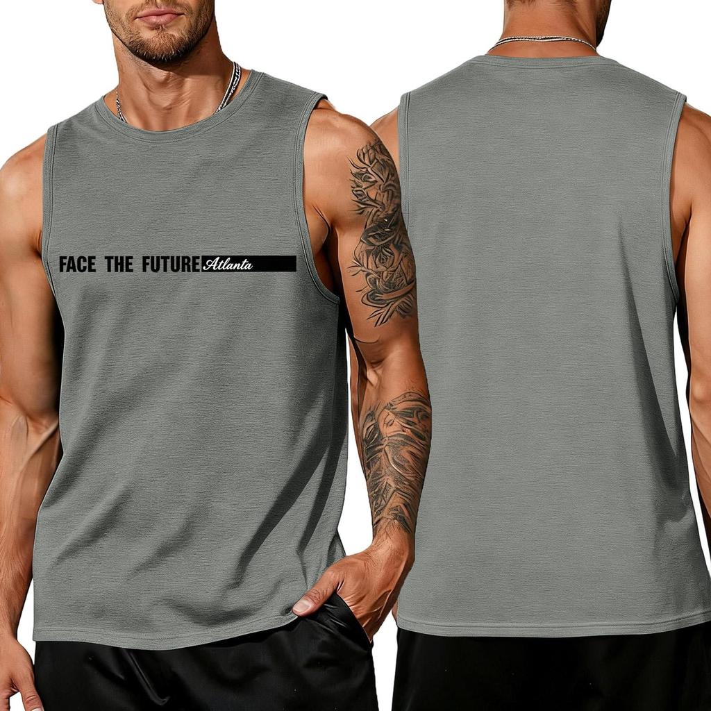 Men's Loose And Casual Trend Letter Pattern Printed Tank Top For Men, Men's Sporty Breathable Sleeveless Top