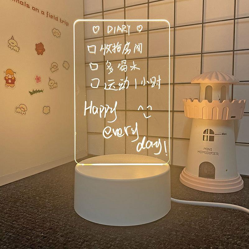3D Decoration Illusion Lamp Message Board Night Light USB Power Activity Light Acrylic Memo Board Creative Atmosphere Desk Lamp