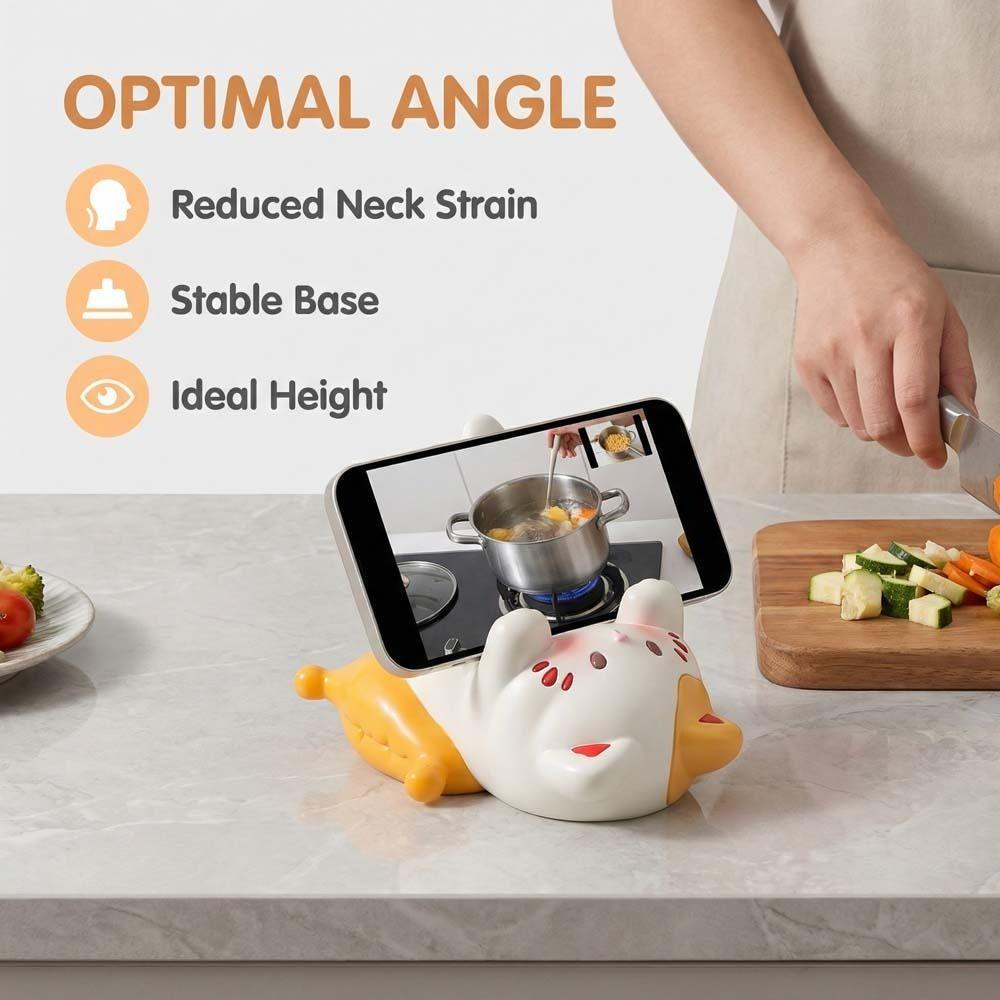 Figure Model Cat Shaped Phone Holder Resin Cat Shape Phone Bracket  Doll Decorations