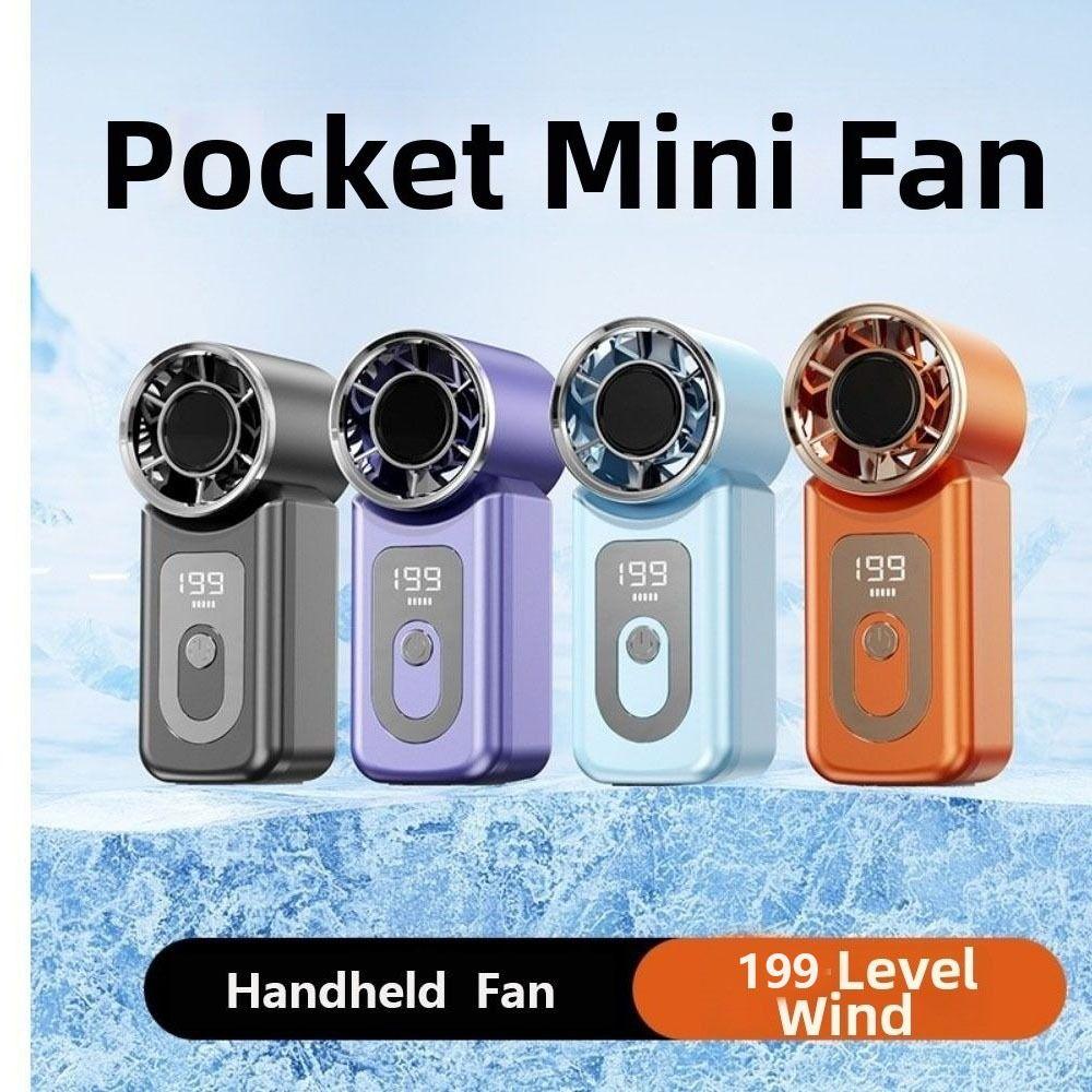 199 Adjustable Gears Handheld Turbo Fan LED Display Small Electric Fan Mini Fan  Summer Cooling