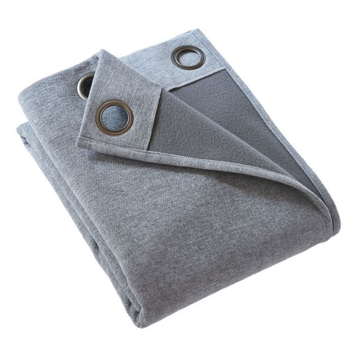 Lot de 2 rideaux occultants phoniques et thermiques doublés polaire "Bjorn" 100% opaque Le fil d'Ariane - 140x180 - Titane