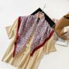 Elegant Chiffon Silk Square Scarf Vintage Damask Print Bandana for Women Daily Commute Neck Hairband Sun Protection Accessory