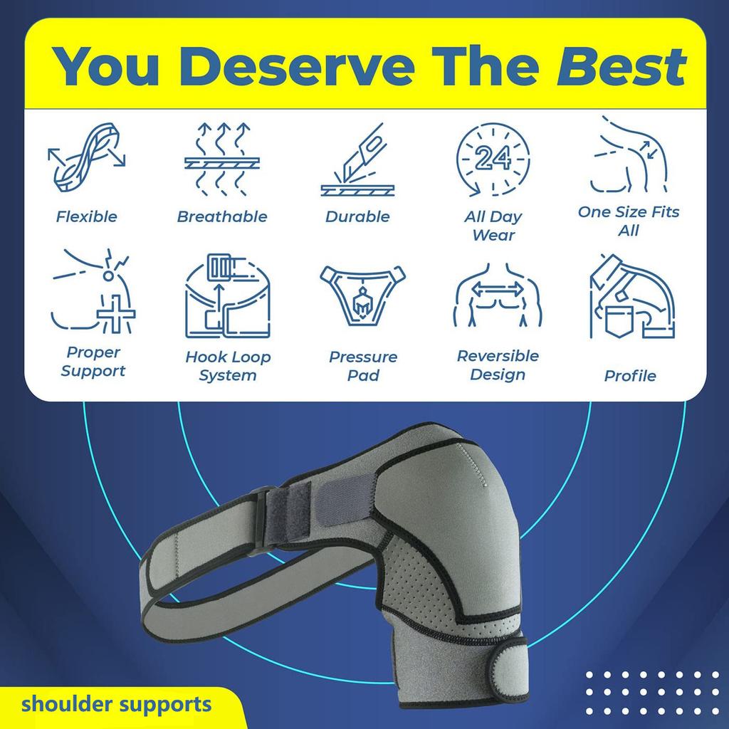 Yanbiguo Shoulder Brace-Adjustable Support Sleeve For Torn Rotator Cuff,Ac Joint,Shoulder Stability&Compression,Left/Right