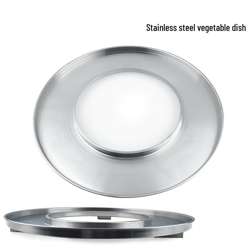 Stainless Steel Heightened Round BBQ & Hot Pot Serving Tray