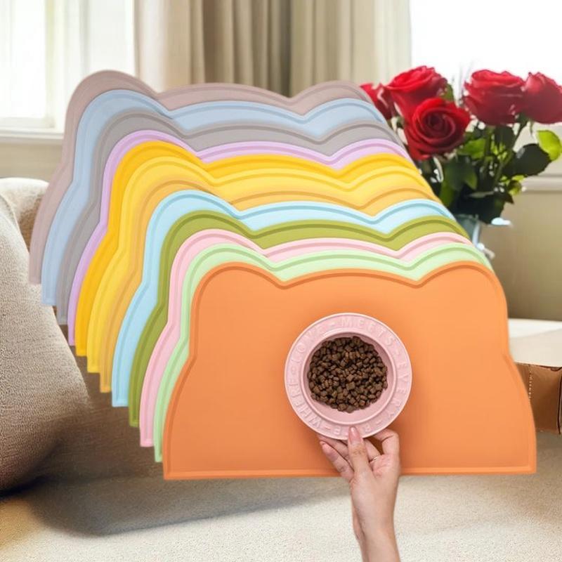 Pet Waterproof Mat Dog Cat Bowl Mat Silicone Non-slip Pet Feeding Mat Dog Eating Bowl Tray Cushion