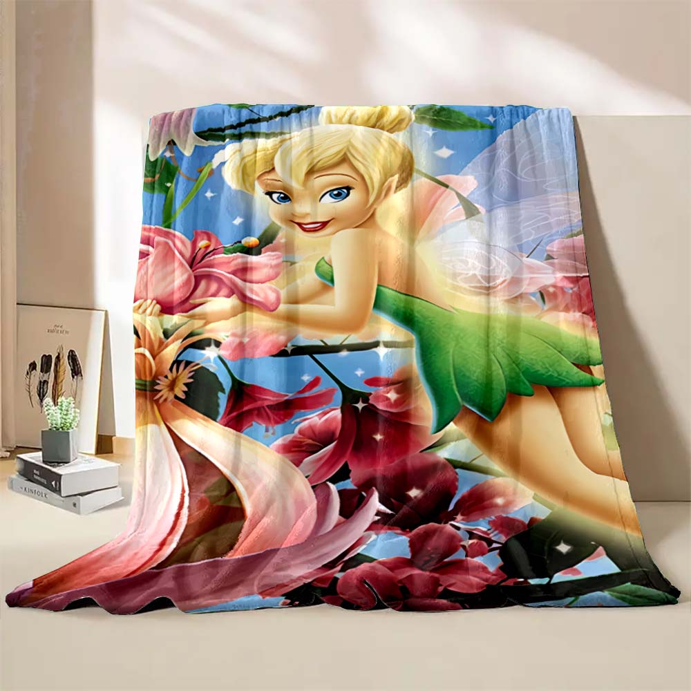 Multi-Style Tinker Bell Cartoon Print Blanket Super Warm Fluffy Bedroom Living Room Sofa Study Office Four Seasons Blanket Gift