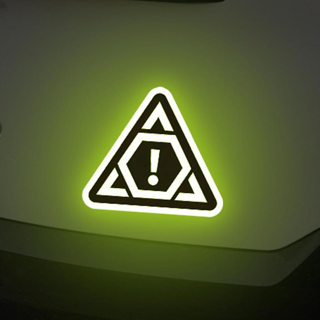 Reflective Sticker, Triangular Warning Reflective Sticker, PVC, Yellow/Green, 240° Wide Angle Reflection, 4.2 X