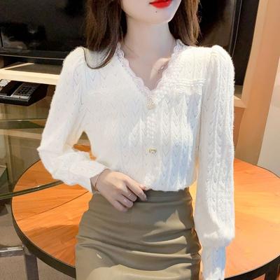 Women's Lace Long Sleeve Shirt - Versatile and Elegant Top for Any Occasion