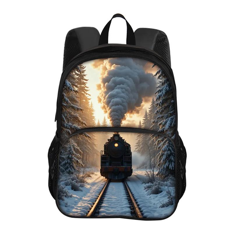 Train Round Front Bag Backpack Fashionable Large Capacity New Lightweight Printed Best Companion for Boys and Girls