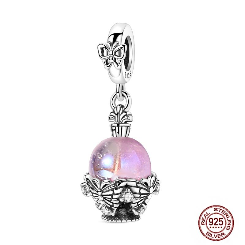 Pink Butterfly Charms Beadscopper Original Heart-Shaped Dog Paw Travel Charm Fit Bracelets Pendant For Women Jewelry Making