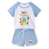 Kids' Color Block Summer Two-Piece Set: Short Sleeve T-Shirt & Shorts for Boys and Girls