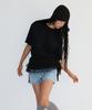 RONRON Double Layered Shirring Short T Shirt Black