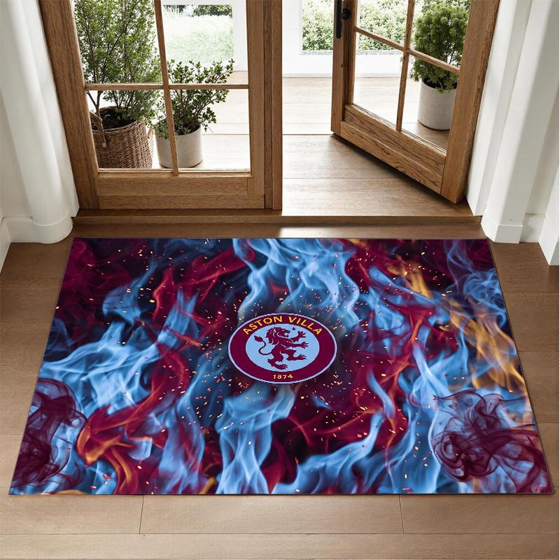 Aston Villa Football Design Crystal Velvet Rug Soft Decorative Mat for Bedroom Entrance