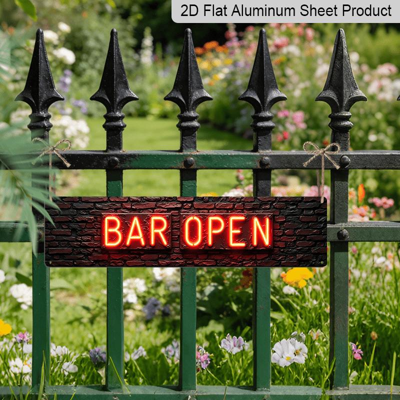 2D Flat, 2D Neon Light Design Bar Open Aluminium Decorative Sign Industrial-style Decorative Item Featuring Vibrant Illumination Suitable for Bars
