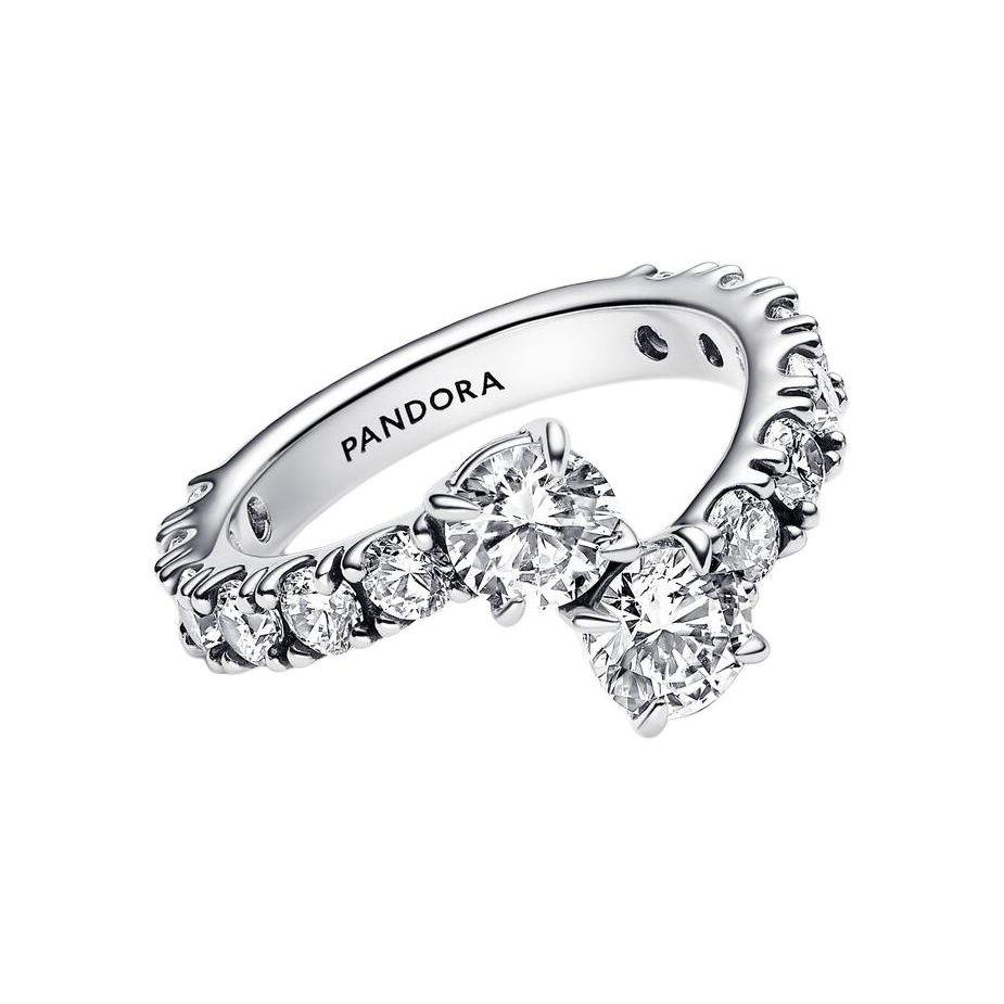 Pandora Overlapping Design 925 Silver Cubic Zirconia Ring Women rings 193149C01 Default Packaging,48