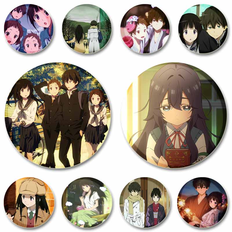 Cute Anime Hyouka Enamel Pins Clothing Bag Hat Jewelry Accessories Cartoon Round Brooch Eru Chitanda Animation Badge Toys Gifts