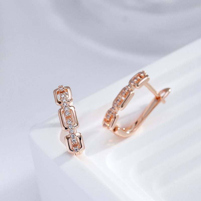 Chain Design Zircon Earrings Women Gold Color Trendy Jewelry Daily Accessories