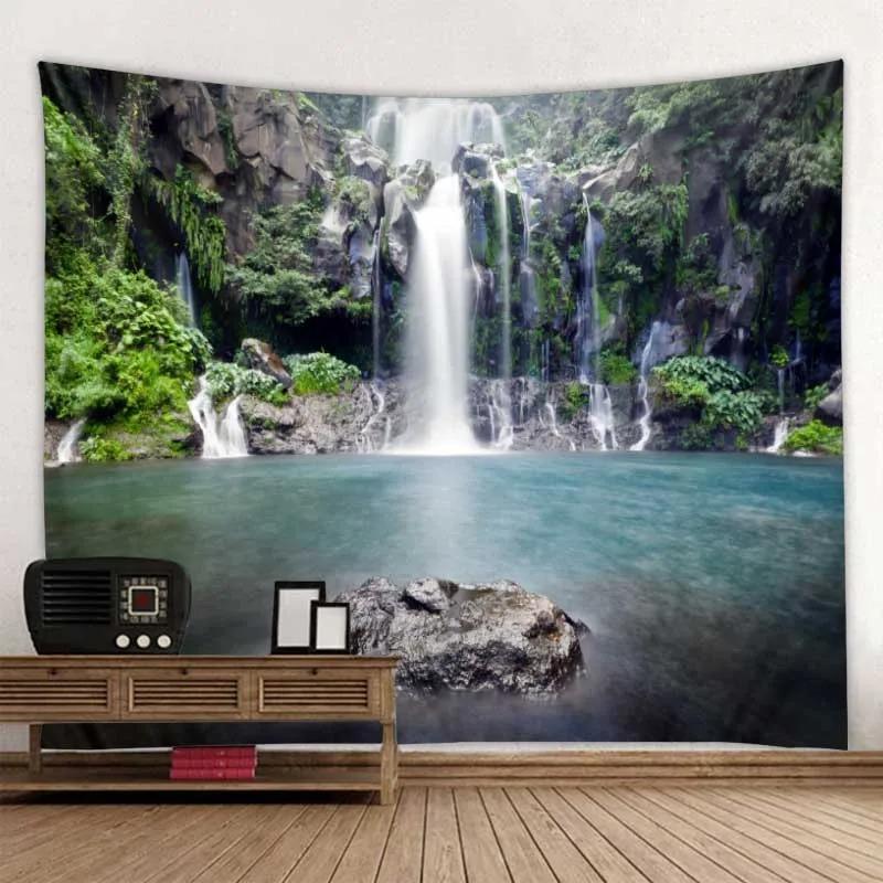 Beautiful Nature Waterfall Forest Printed Tapestry Bohemian Wall Hanging Bedroom Living Room Decoration