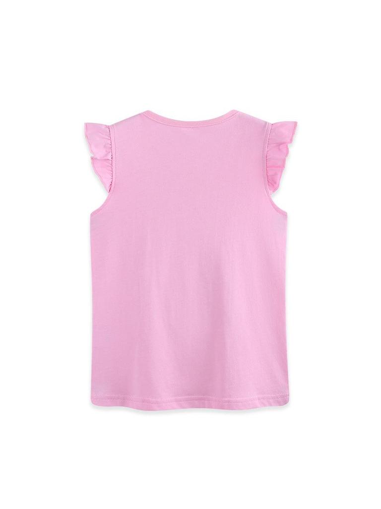 European & American Style Unicorn Print Ruffle Sleeve Girls' Summer T-shirt