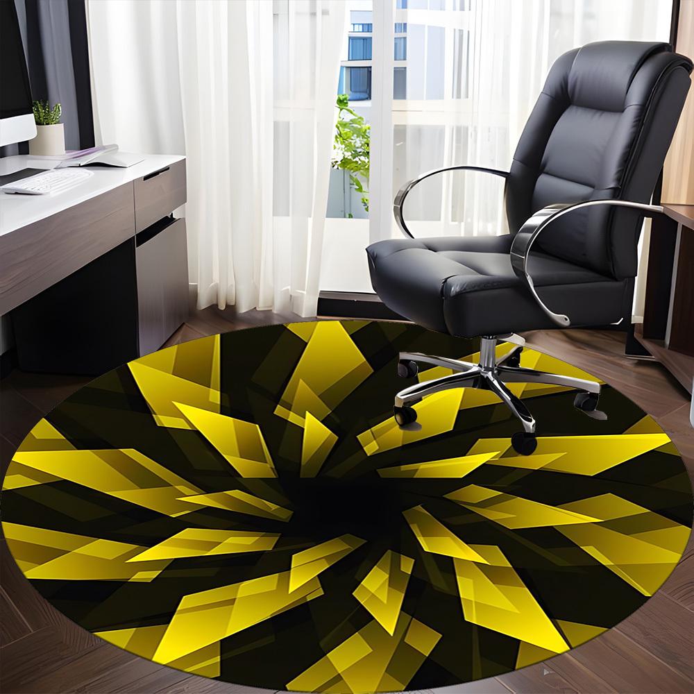 1pc Golden Crystal Carpet, Round Non Slip Durable Large Size Office Carpet, Suitable for Office