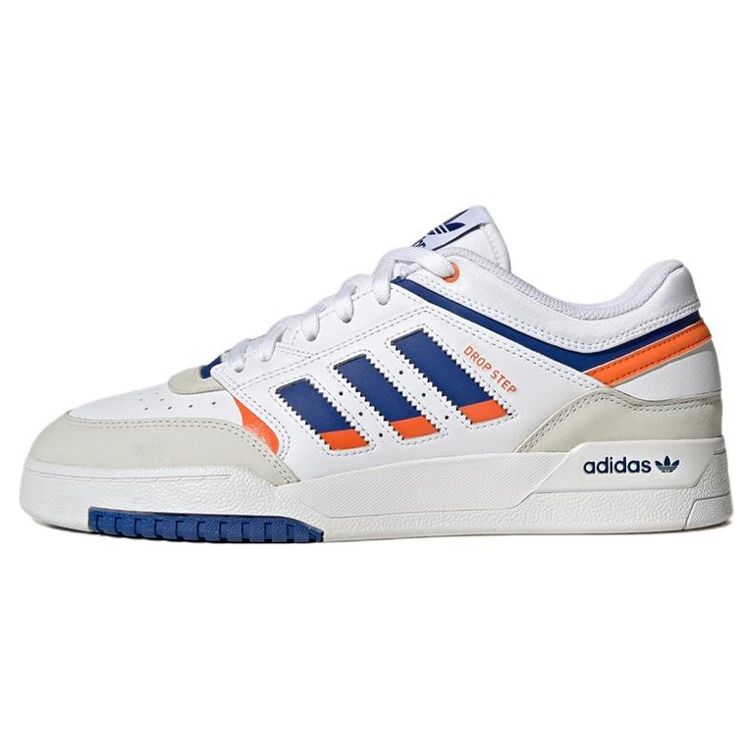 Adidas Originals Drop Step Low Comfortable Durable Low-Top Skate Shoes Unisex Sneakers White Blue Orange HP2230
