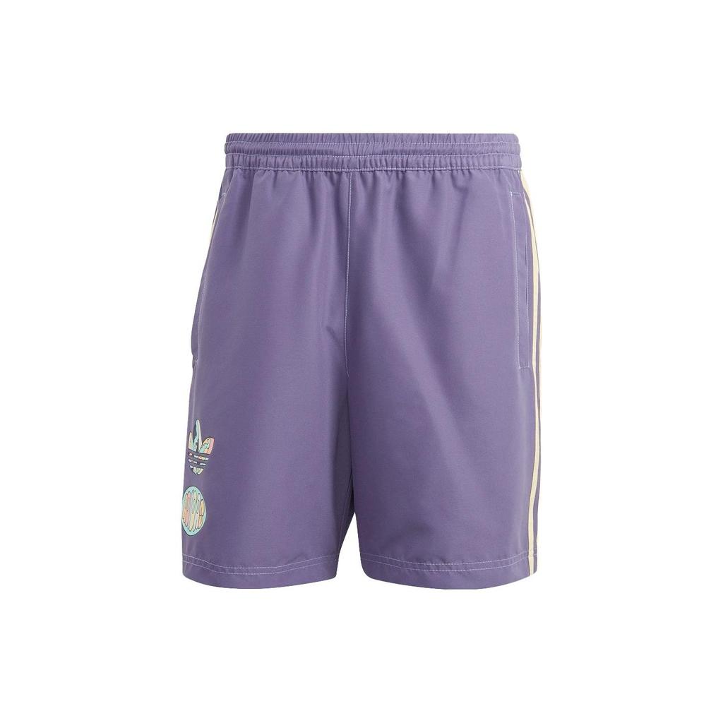 Adidas Originals Trefoil Enjoy Poly Shorts With Three-Stripe Logo Print Men Shorts Tech-Purple IT8188