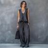 Summer Ruffle 2 Piece Sets for Women Sleeveless V Neck Tank Top And Wide Leg Pants Sets Casual Loose Loungewear Outfits