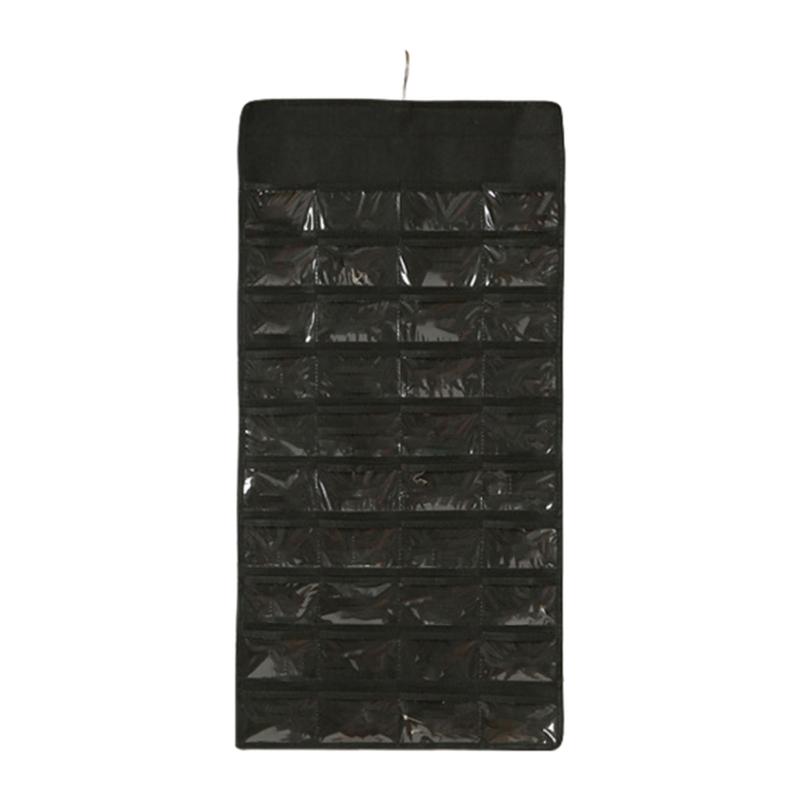 Мягкий черный органайзер для украшений, практичные мешочки для украшений с 48 разделенными карманами, складная сумка для хранения украшений 1